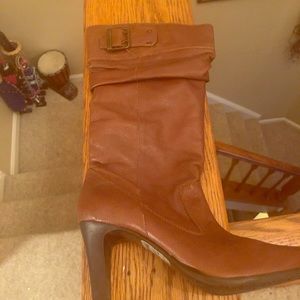 NWT British Tan Leather Slouch mid calf boots